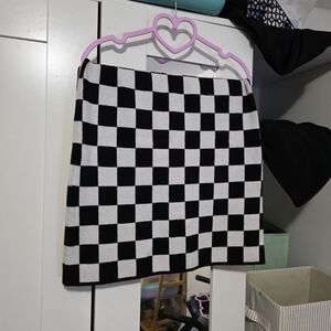Dressed in LALA Black & White Checkerboard Mini Skirt